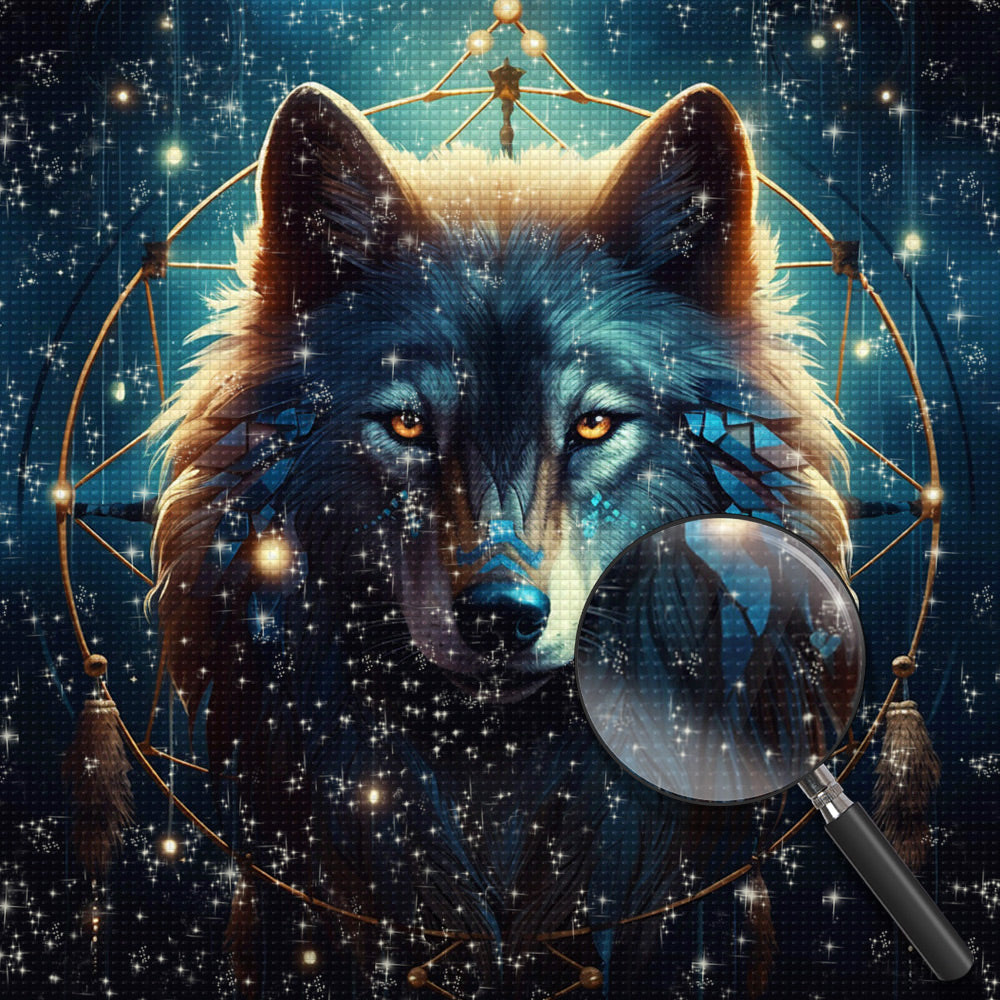 Wolf im Traumfänger Diamond Painting