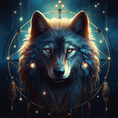 Wolf im Traumfänger Diamond Painting