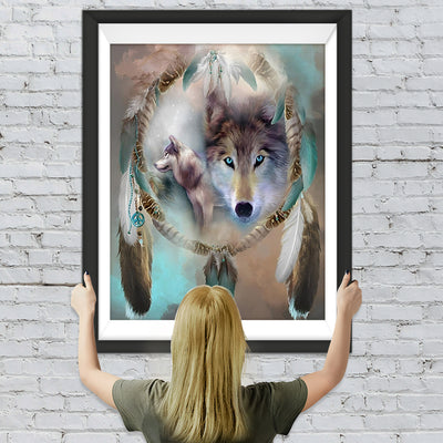 Wolf im Traumfänger Diamond Painting