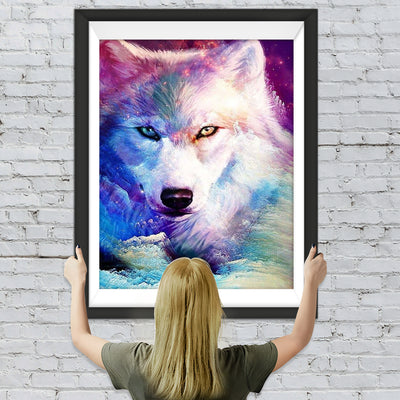 Wolf in farbigen Gletschern Diamond Painting