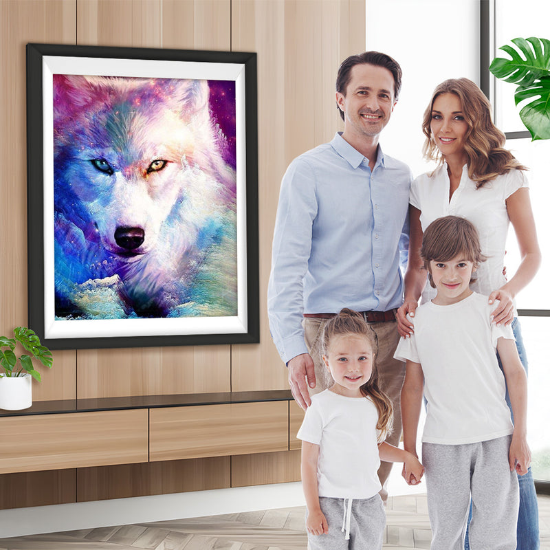 Wolf in farbigen Gletschern Diamond Painting