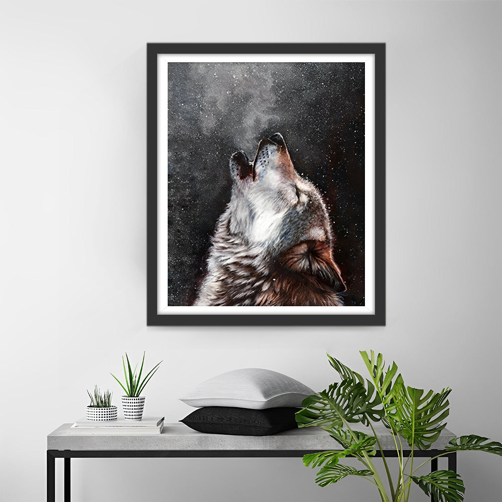 Wolf mit erhobenem Kopf Diamond Painting