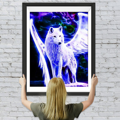 Wolf mit Flügeln im Licht Diamond Painting