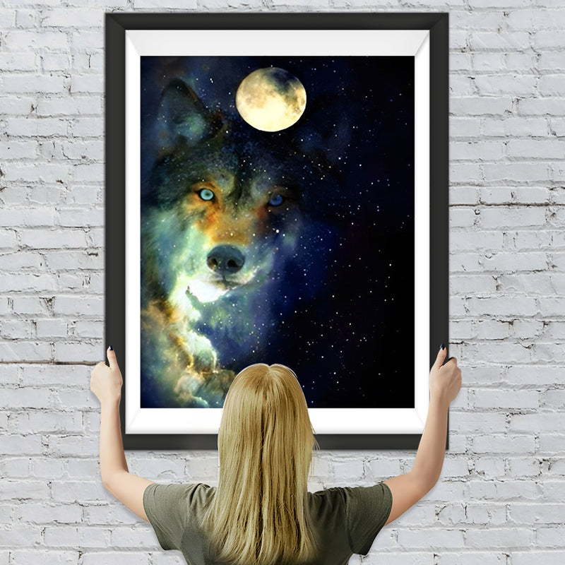 Wolf Mond Sternenhimmel Diamond Painting