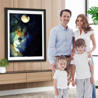 Wolf Mond Sternenhimmel Diamond Painting