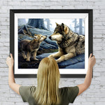 Wolf und Babywolf Diamond Painting