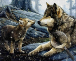 Wolf und Babywolf Diamond Painting