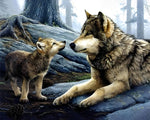 Wolf und Babywolf Diamond Painting