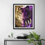 Wolf und lila Traumfänger Diamond Painting