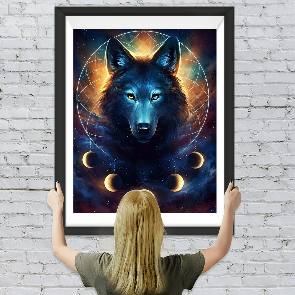Wolf und Mond Diamond Painting