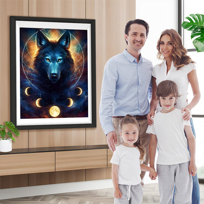 Wolf und Mond Diamond Painting