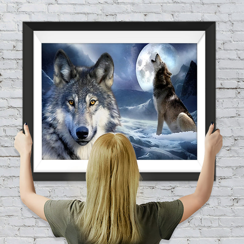 Wolf unter dem Mond Diamond Painting