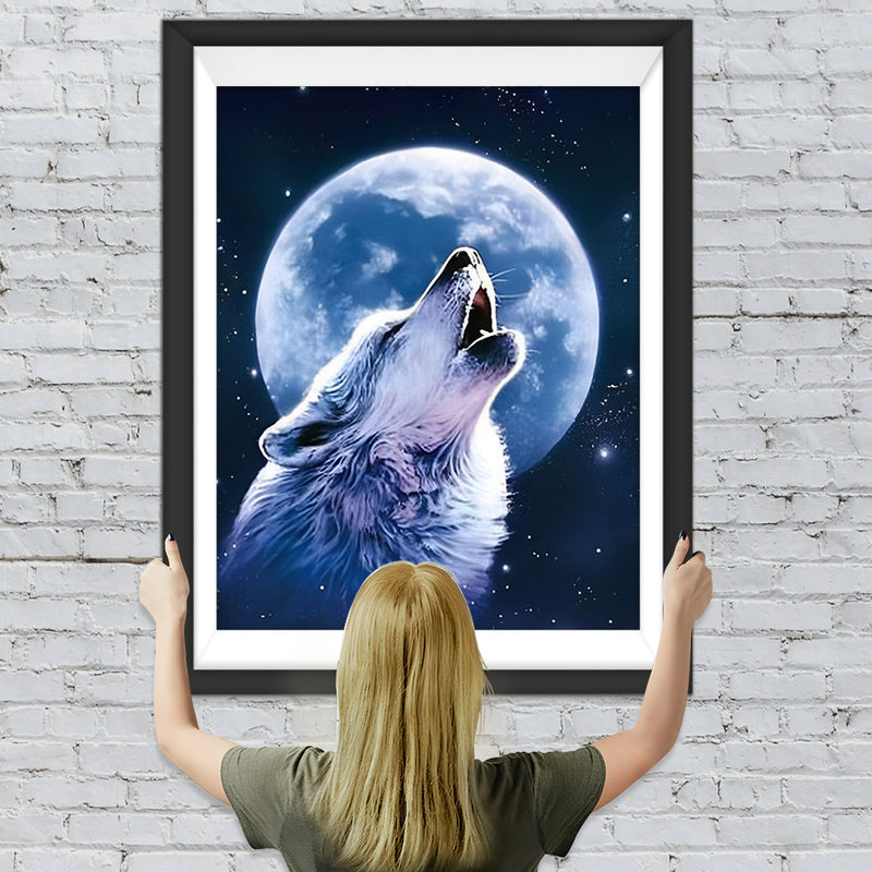 Wolf unter dem Mond Diamond Painting