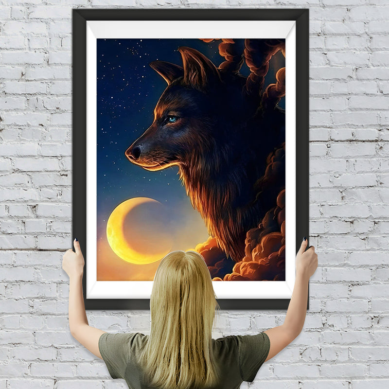 Wolf unter dem Nachthimmel Diamond Painting