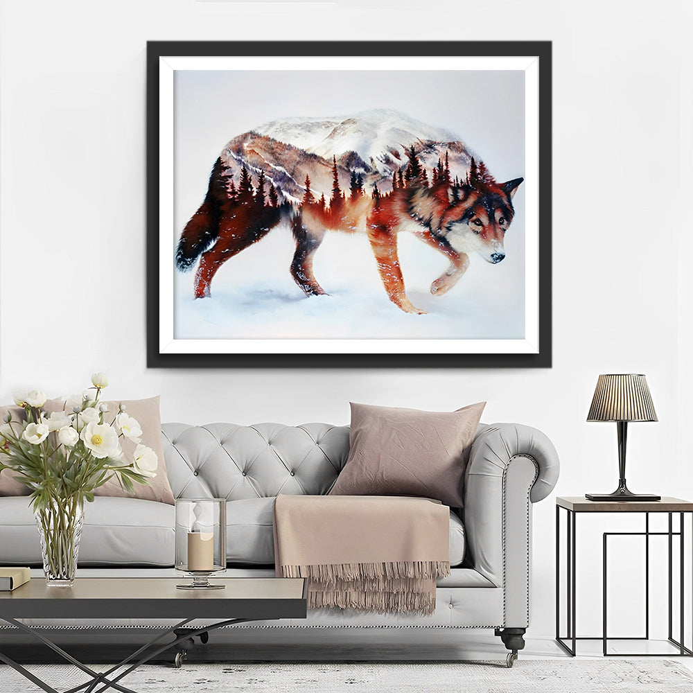 Wolf Wald Berg Diamond Painting