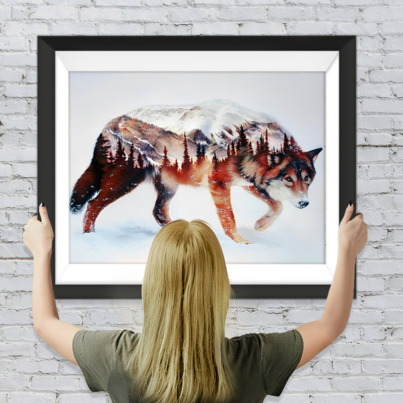 Wolf Wald Berg Diamond Painting