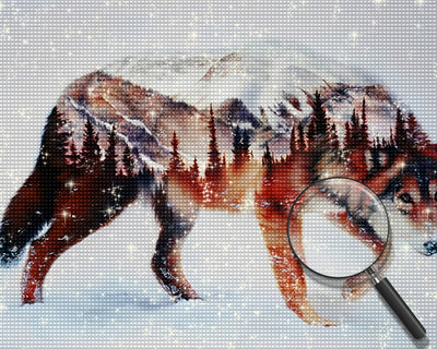 Wolf Wald Berg Diamond Painting