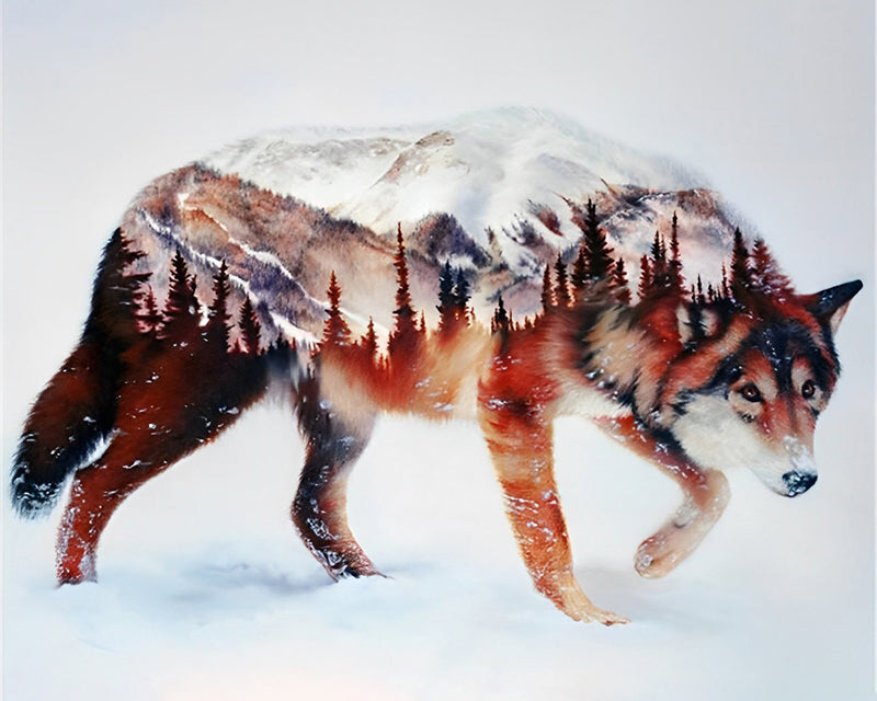 Wolf Wald Berg Diamond Painting