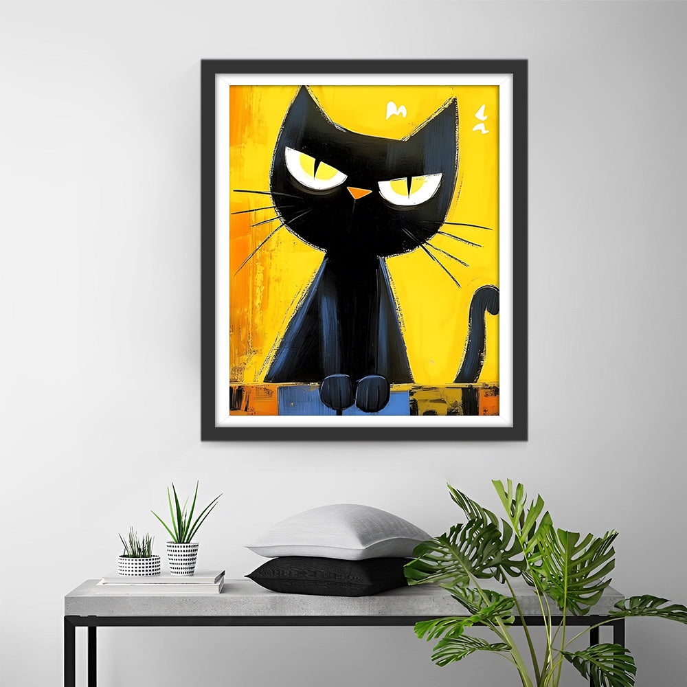 Wütend Cartoon Schwarze Katze Diamond Painting