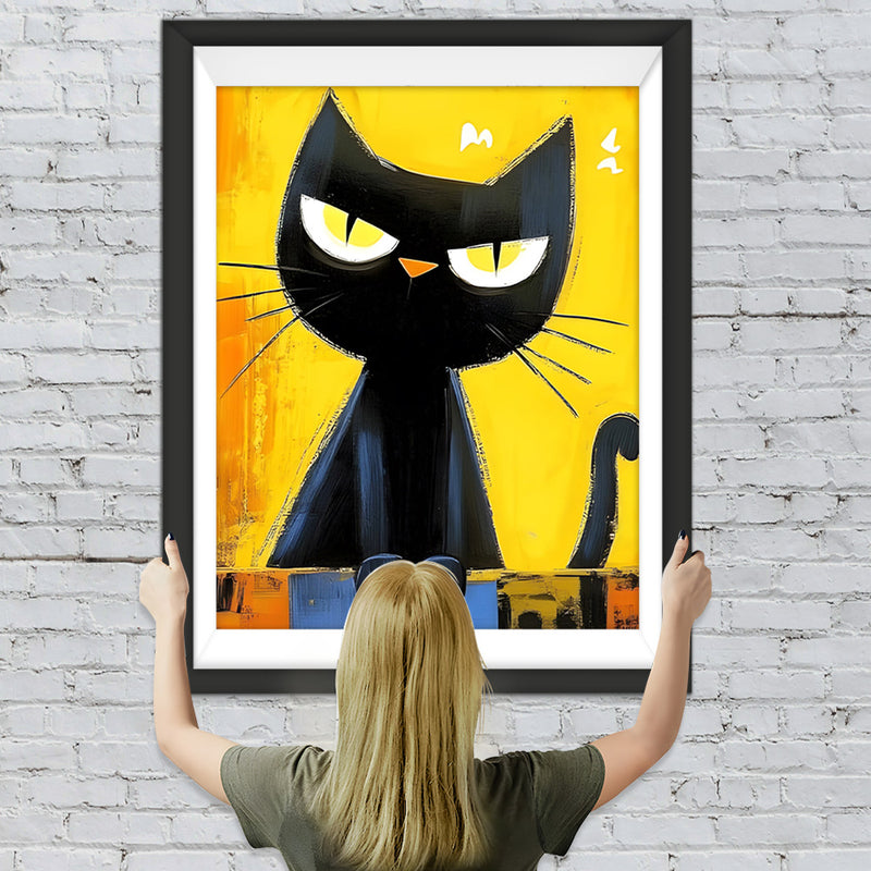 Wütend Cartoon Schwarze Katze Diamond Painting