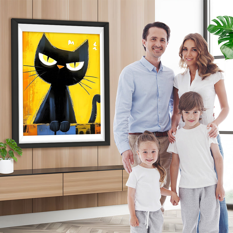 Wütend Cartoon Schwarze Katze Diamond Painting