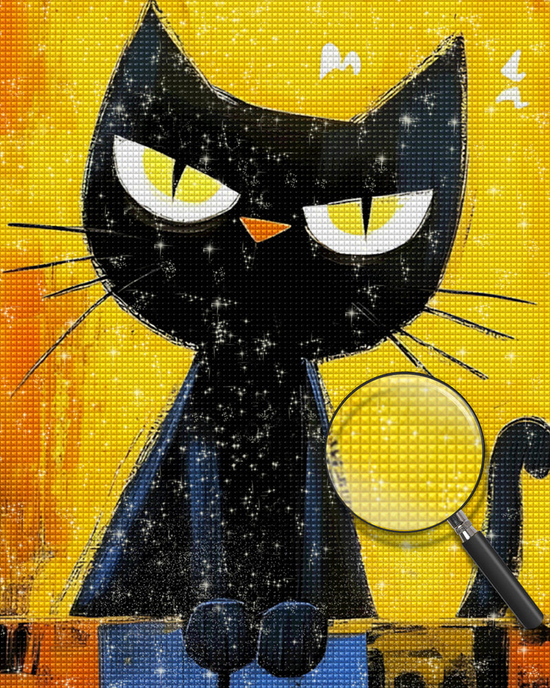 Wütend Cartoon Schwarze Katze Diamond Painting