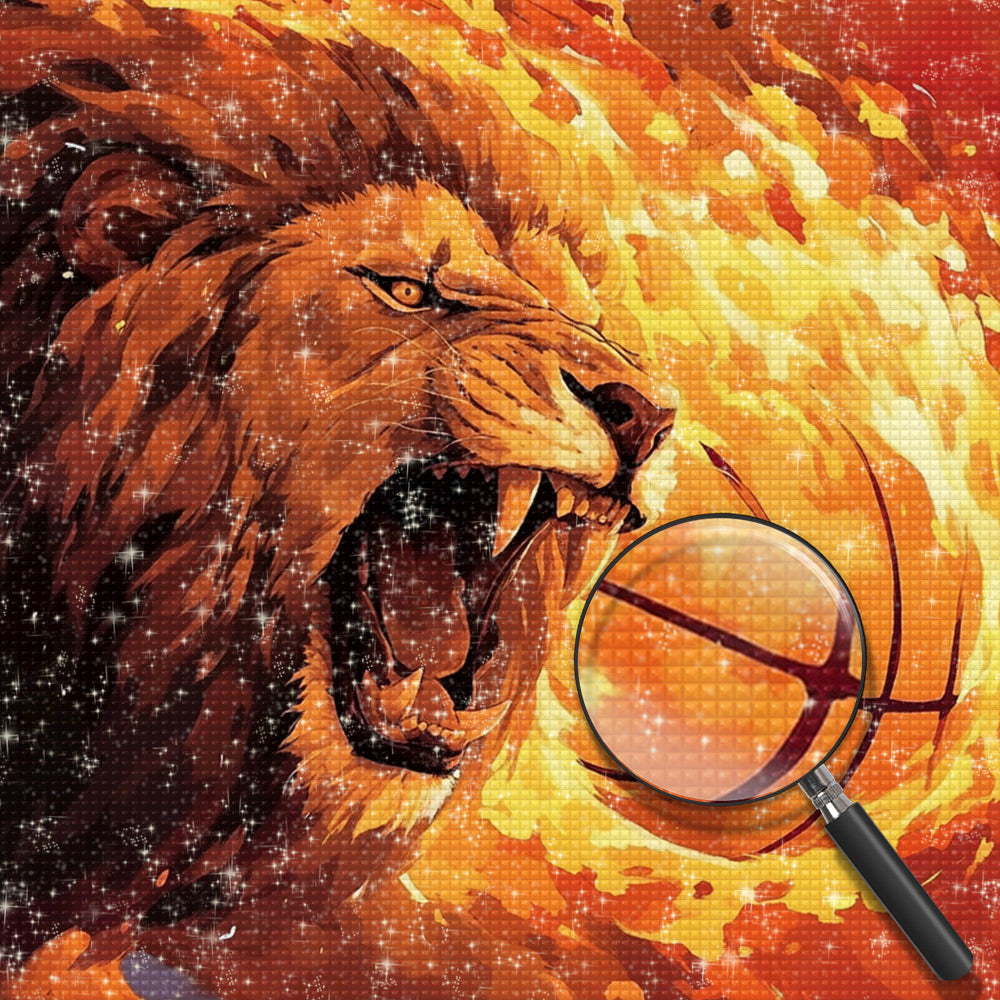 Wütender Löwe und Basketball Diamond Painting