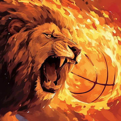 Wütender Löwe und Basketball Diamond Painting