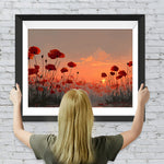 Wunderschöne Mohnfelder bei Sonnenuntergang Diamond Painting