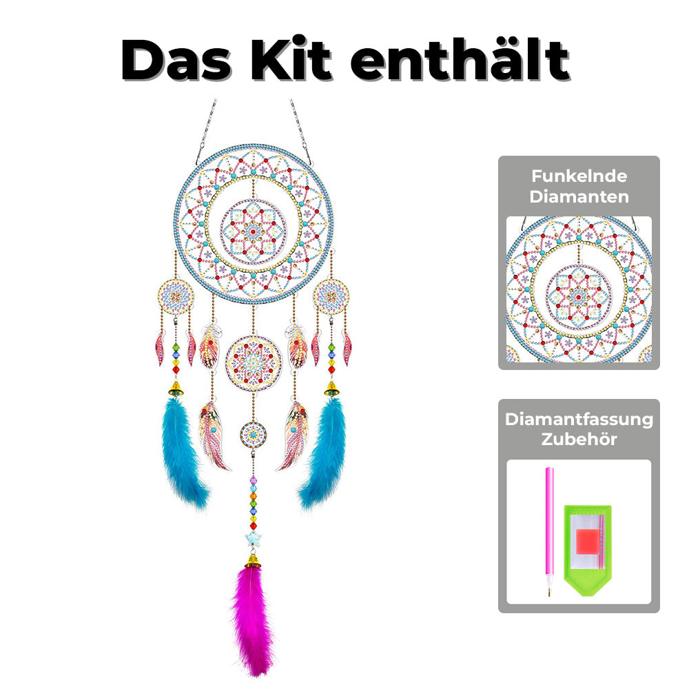 Wunderschöner Mandala-Traumfänger 2D flache Hängedekoration Diamond Painting Sets