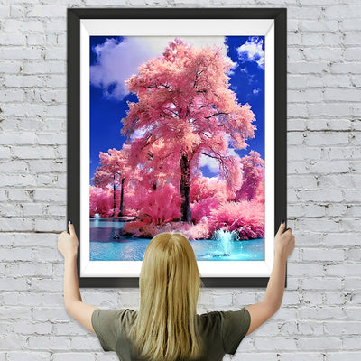 Wunderschöner rosa Baum Diamond Painting