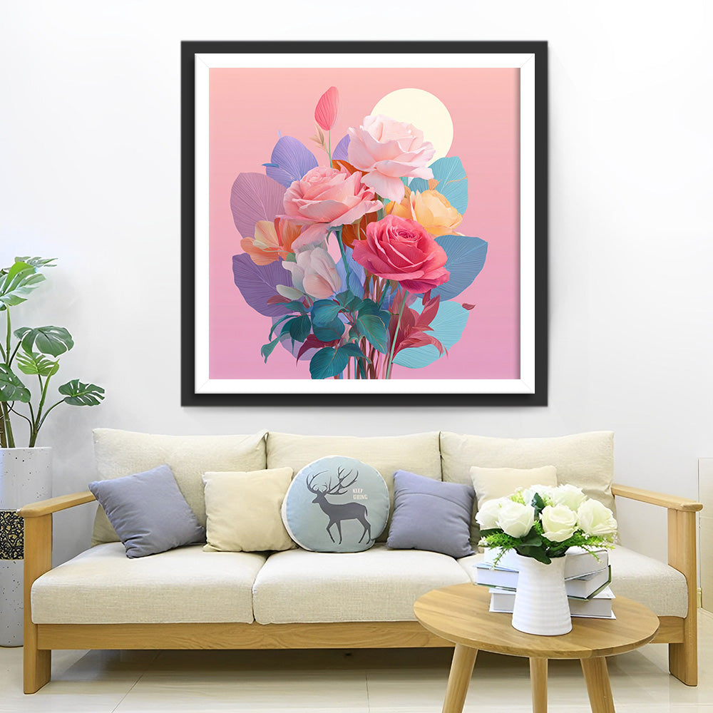 Zarte rosa Rosen Diamond Painting