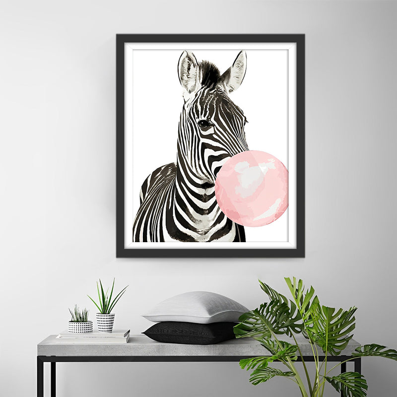 Zebra bläst rosa Kaugummi Diamond Painting