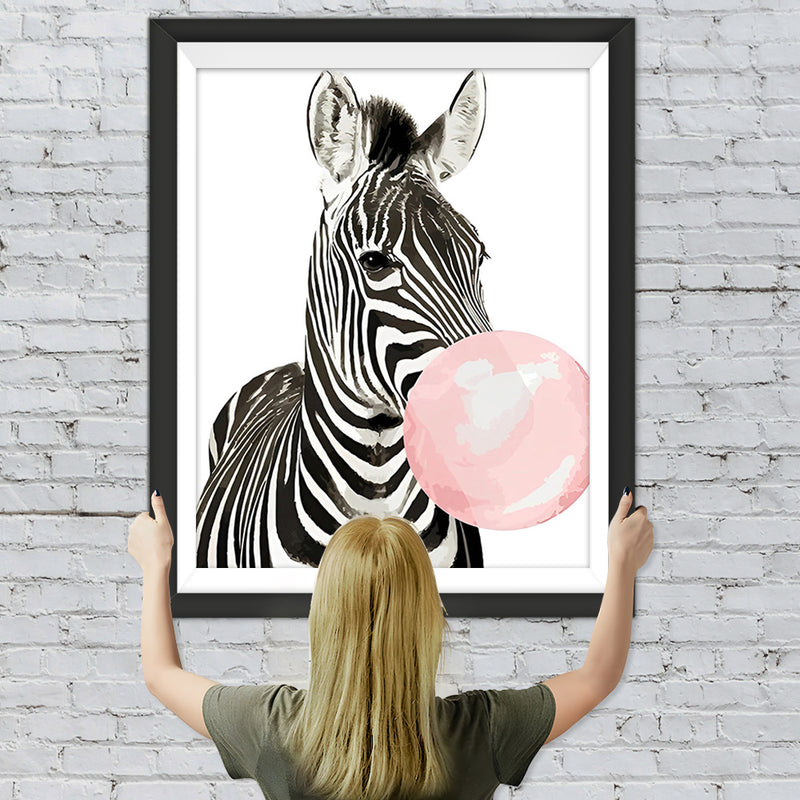 Zebra bläst rosa Kaugummi Diamond Painting