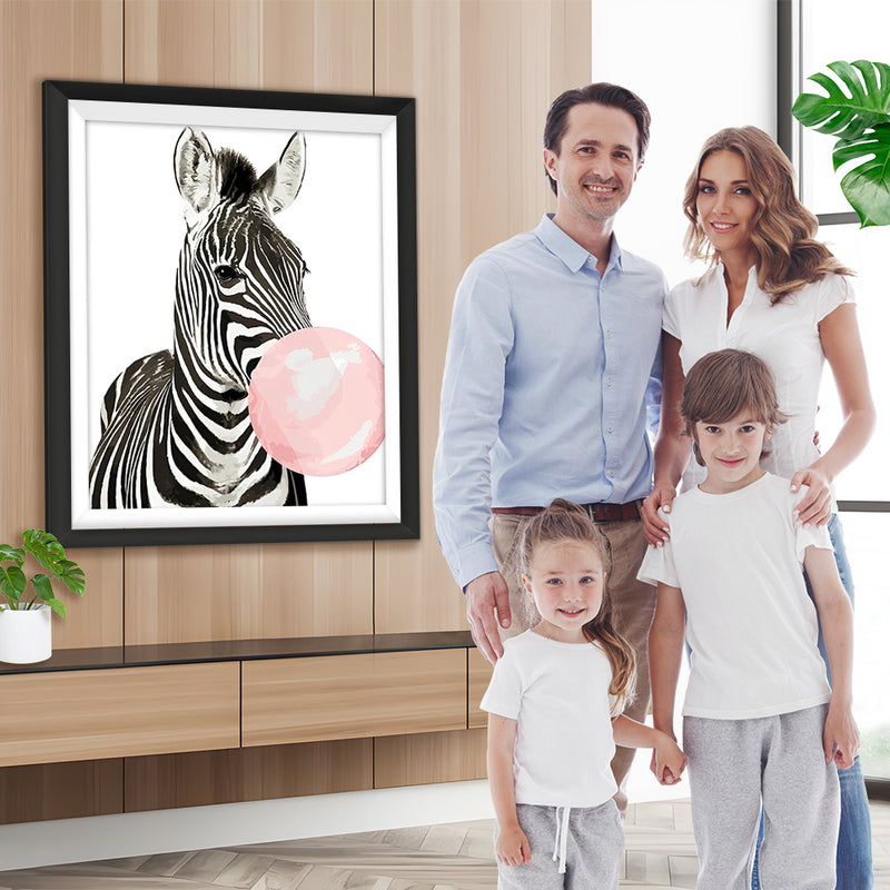 Zebra bläst rosa Kaugummi Diamond Painting