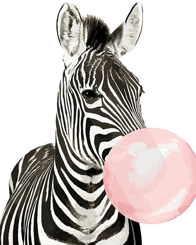 Zebra bläst rosa Kaugummi Diamond Painting