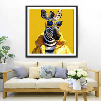 Zebra im gelben Mantel Diamond Painting