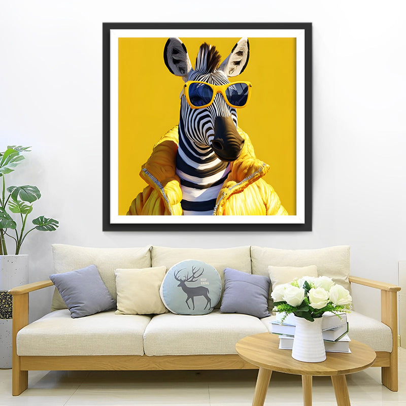 Zebra im gelben Mantel Diamond Painting