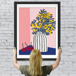 Zitronenbaum in Vase und rote Kirschen Diamond Painting