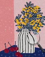 Zitronenbaum in Vase und rote Kirschen Diamond Painting