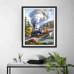 Zug auf der Fahrt durch den Wald Diamond Painting
