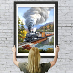 Zug auf der Fahrt durch den Wald Diamond Painting