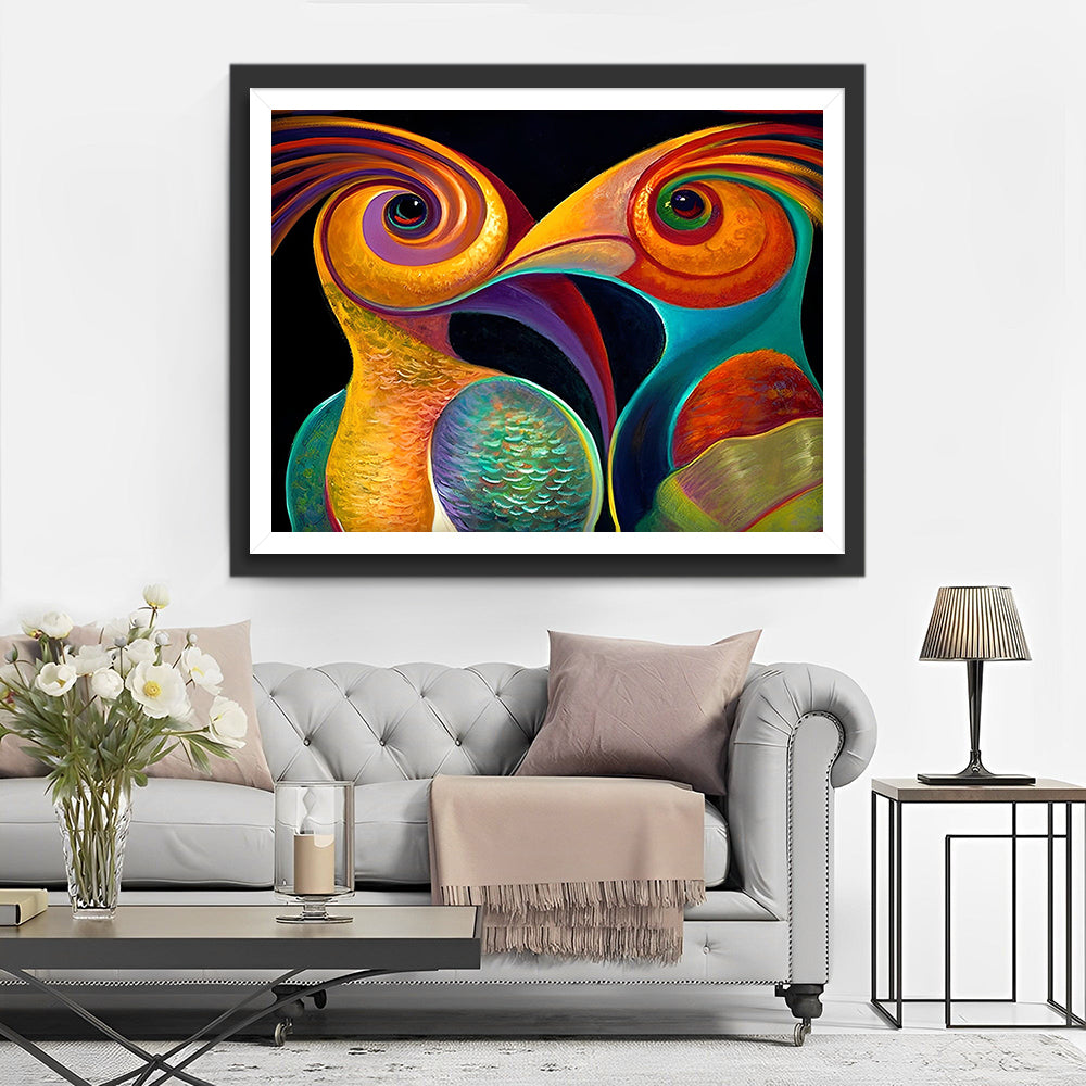 Zwei abstrakte Vögel Diamond Painting
