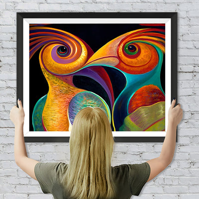 Zwei abstrakte Vögel Diamond Painting
