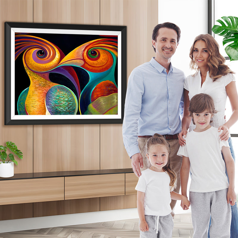 Zwei abstrakte Vögel Diamond Painting