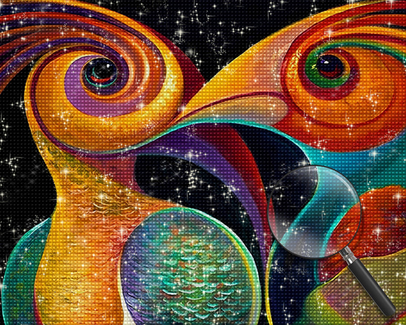Zwei abstrakte Vögel Diamond Painting