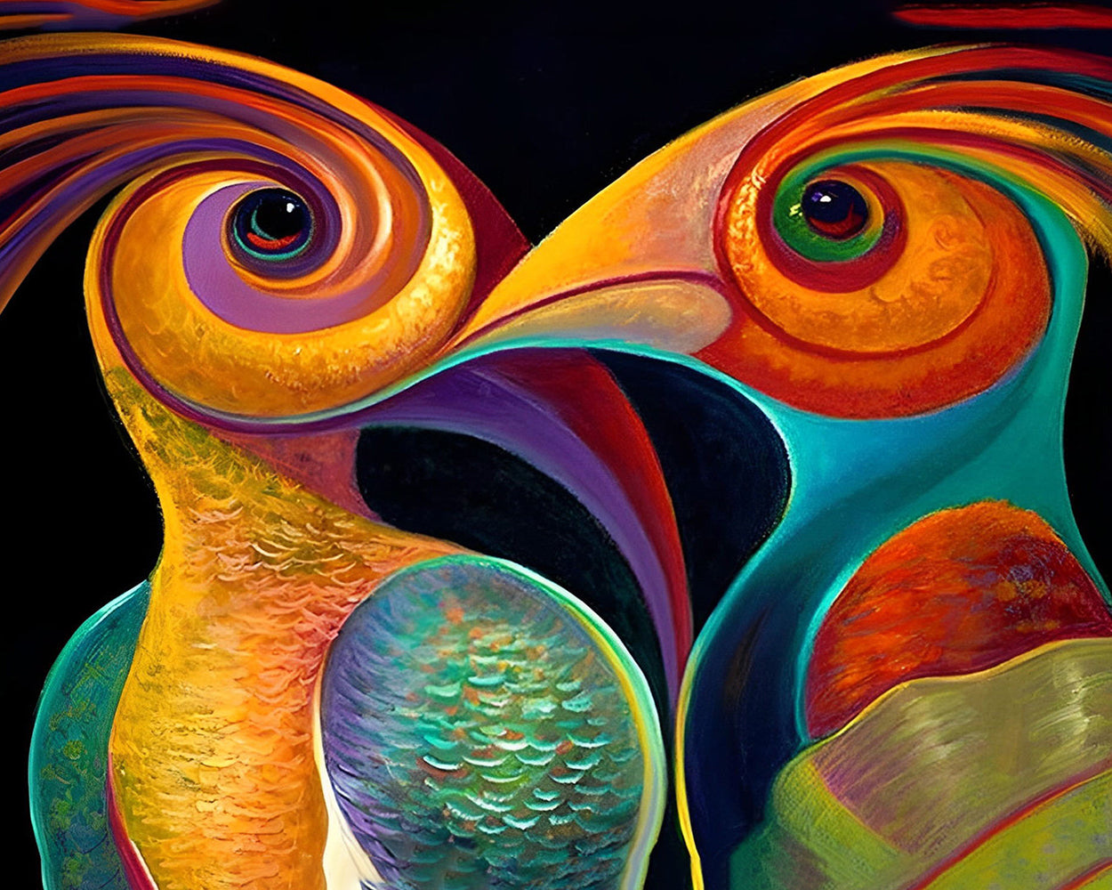 Zwei abstrakte Vögel Diamond Painting