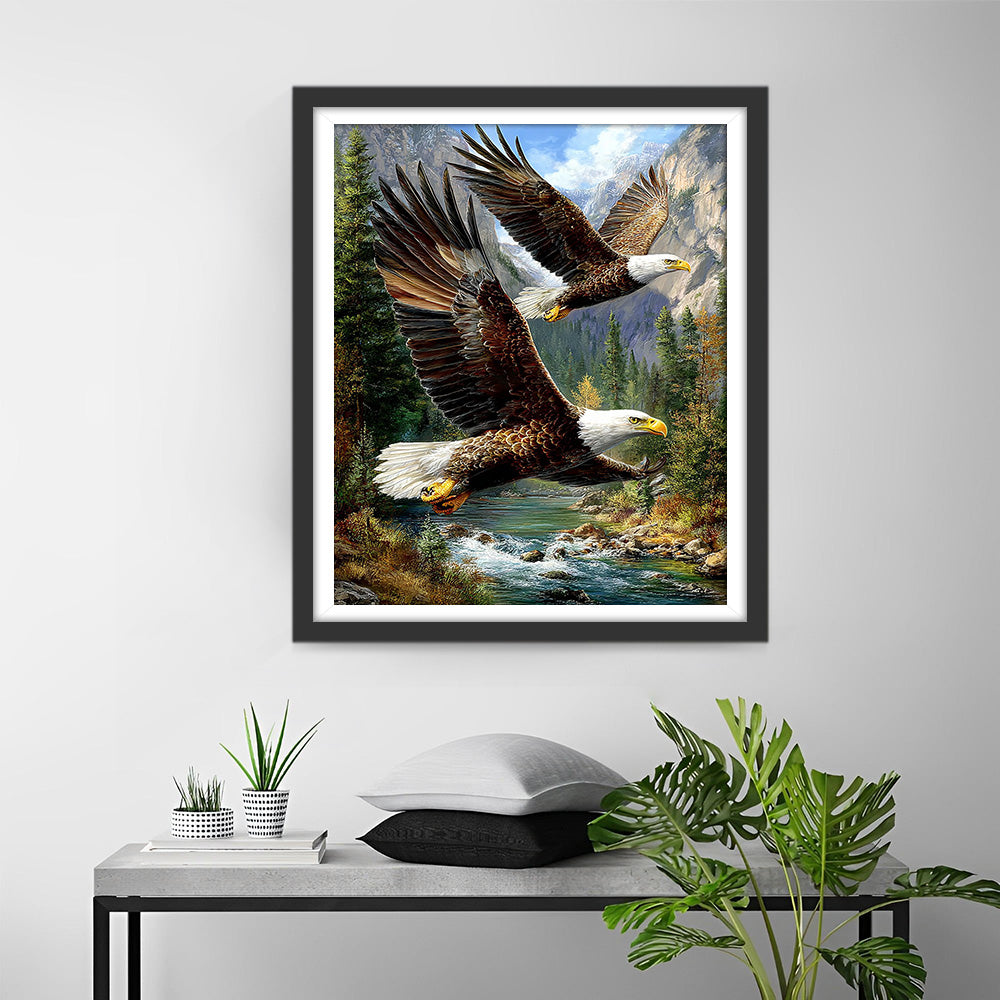 Zwei Adler fliegen im Canyon Diamond Painting
