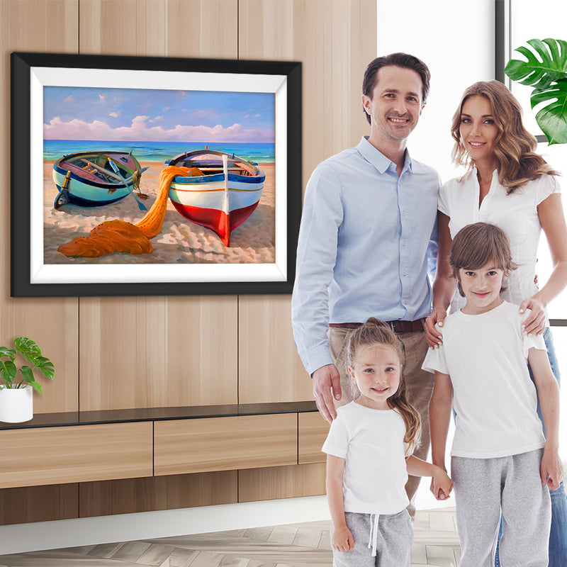 Zwei Boote am Strand Diamond Painting