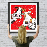 Zwei Cartoon-Kühe Diamond Painting